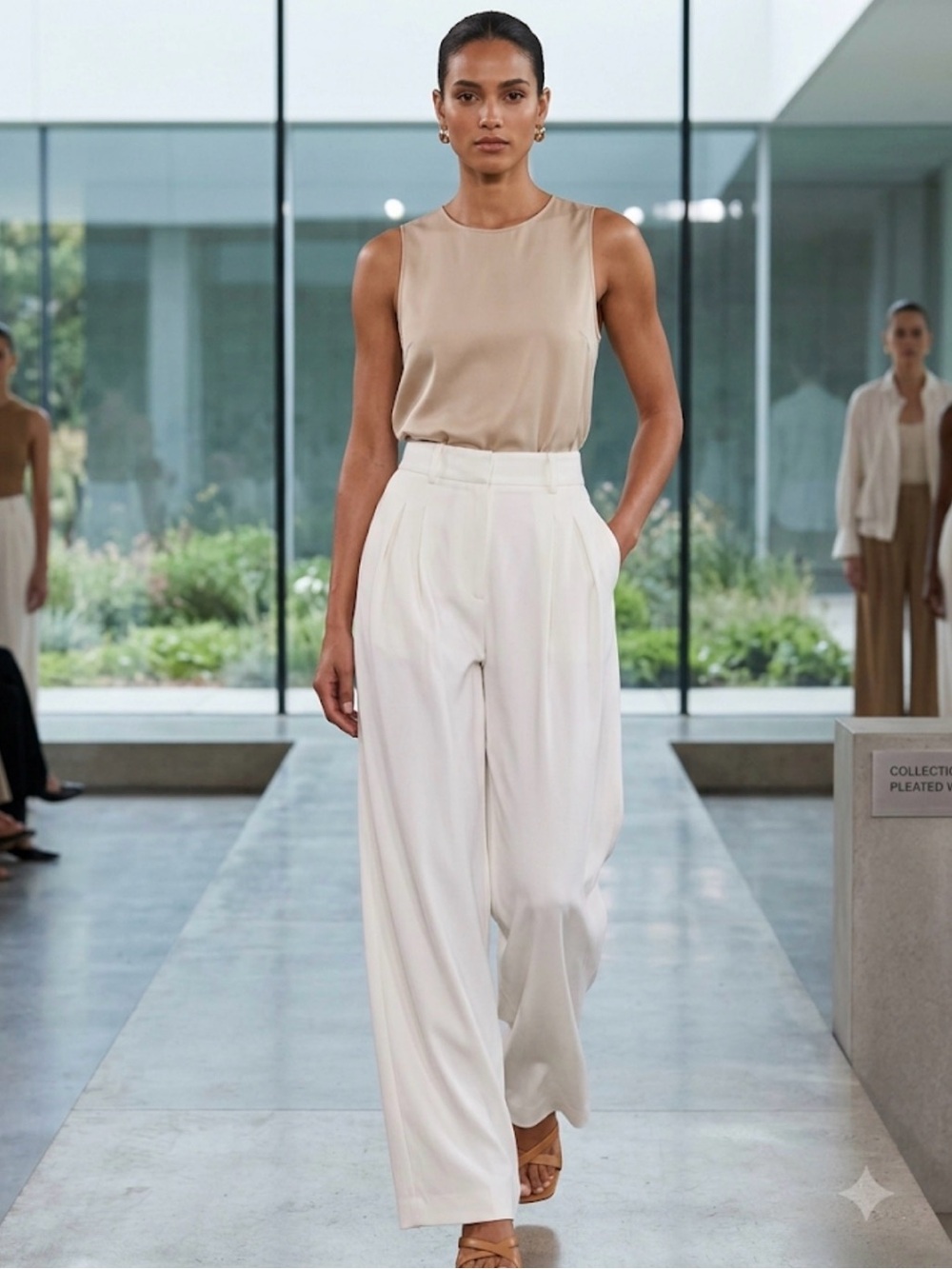Farm Rio white wide leg pants